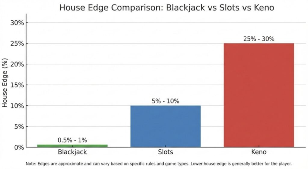 Chart comparing House Edge of popular casino games