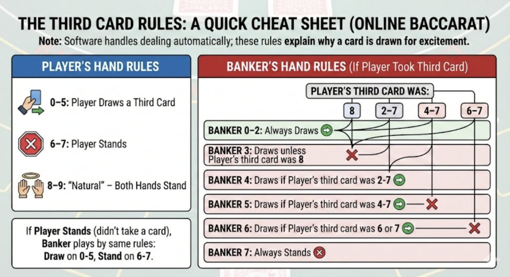 Baccarat third card rule chart for beginners