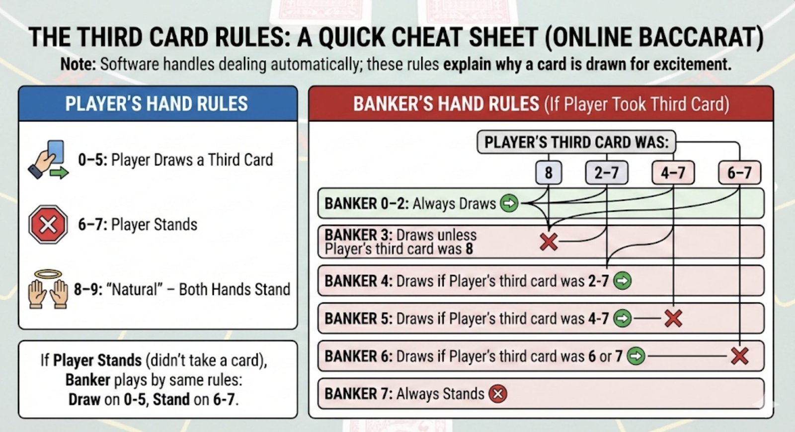 Baccarat third card rule chart for beginners