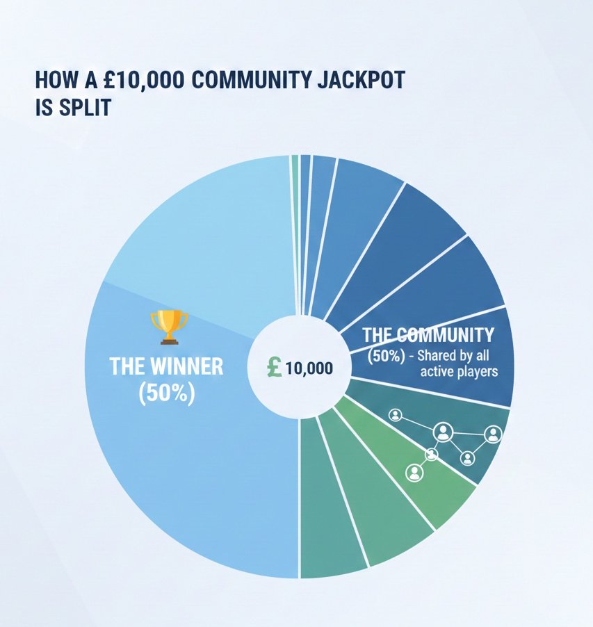 Social Gaming - split community jackpots